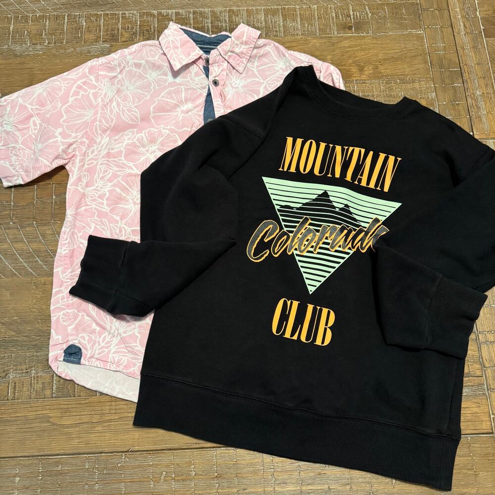 Lot of 2 Boys Size 10-12 Tops Wonder Nation T-Shirt & Distortion Button Down